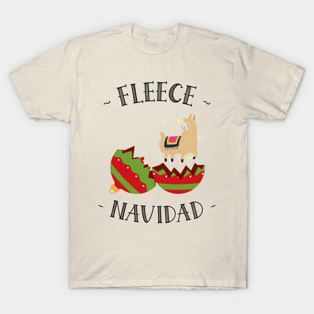 Fleece Navidad Christmas Llama T-Shirt by Lab Of Creative Chaos